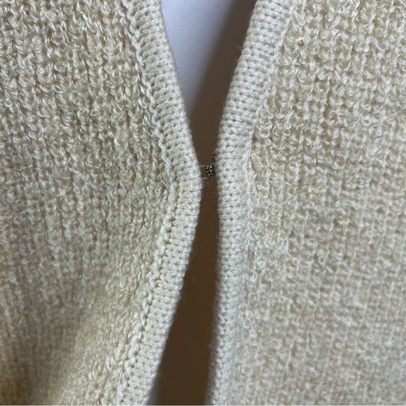 Vintage Wool Blend Cardigan Womens Cream Floral Sequin Sweater Adele Joyce - Picture 6 of 9